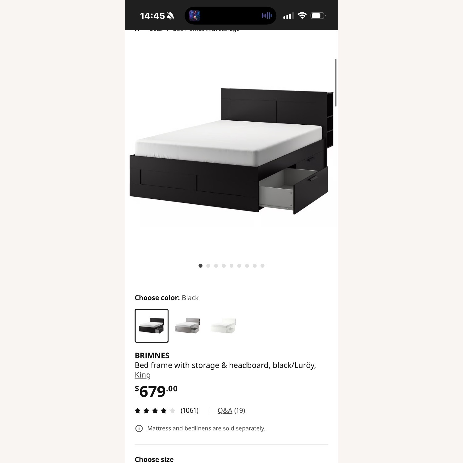IKEA BRIMNES King Size Bed Frame - image-4