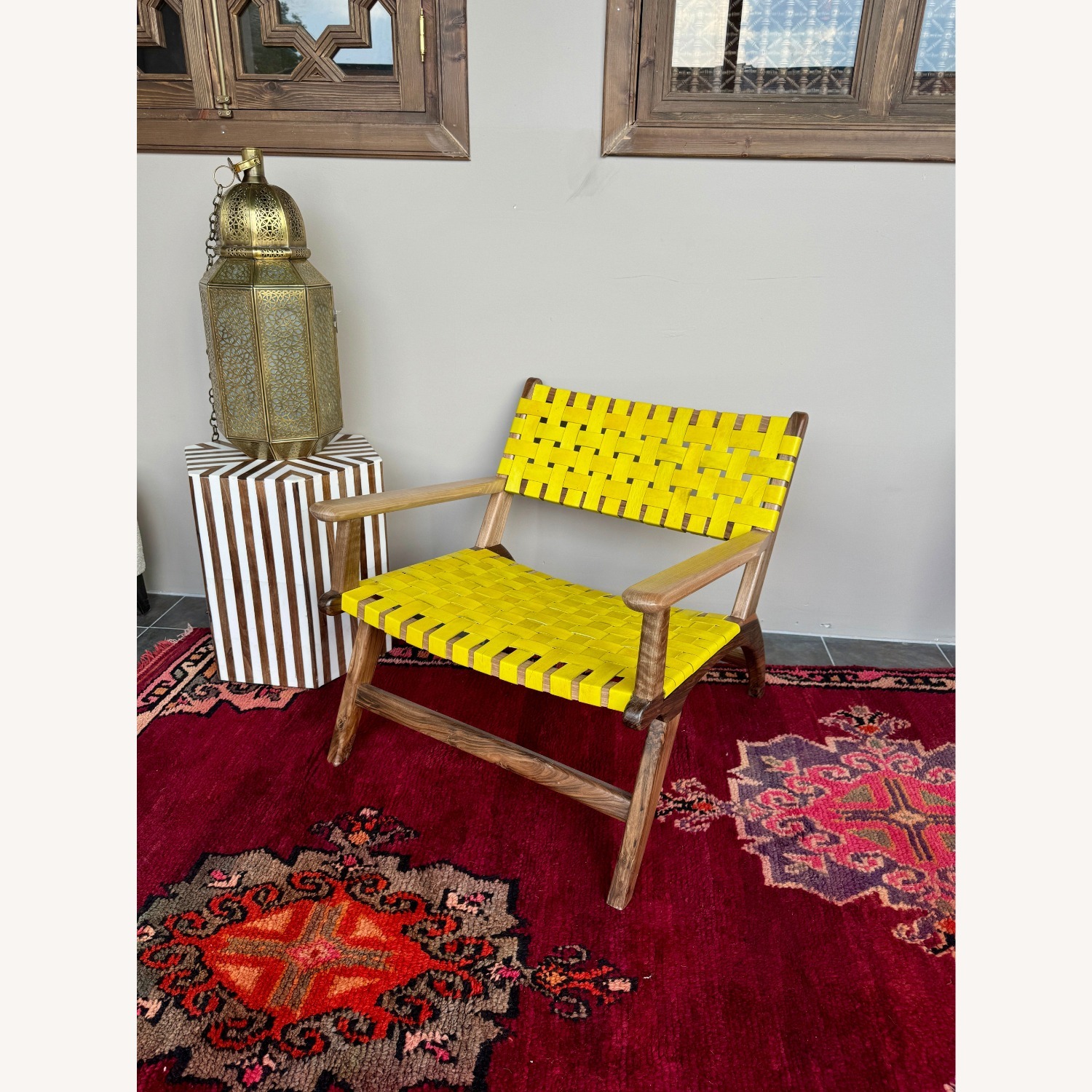 Dark Brown Wood Armchair - image-0