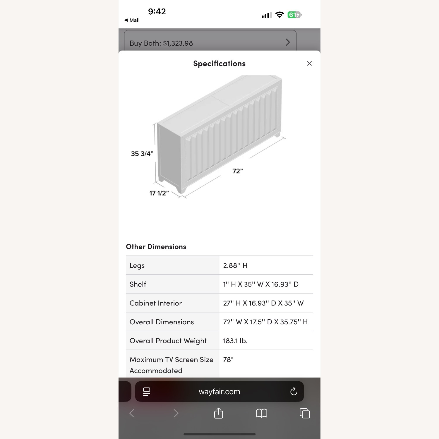 Wayfair Silver Mirrored Glass Sideboard - image-3