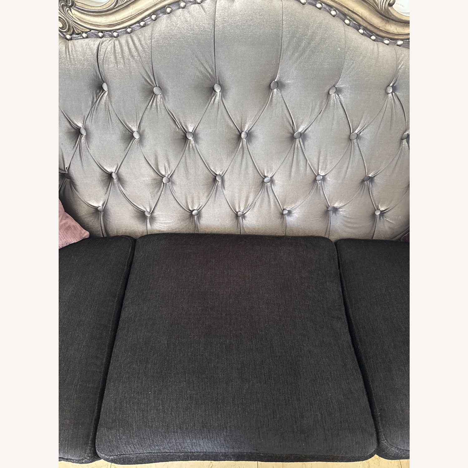 Silver Fabric 3+ Seater Sofa - image-5