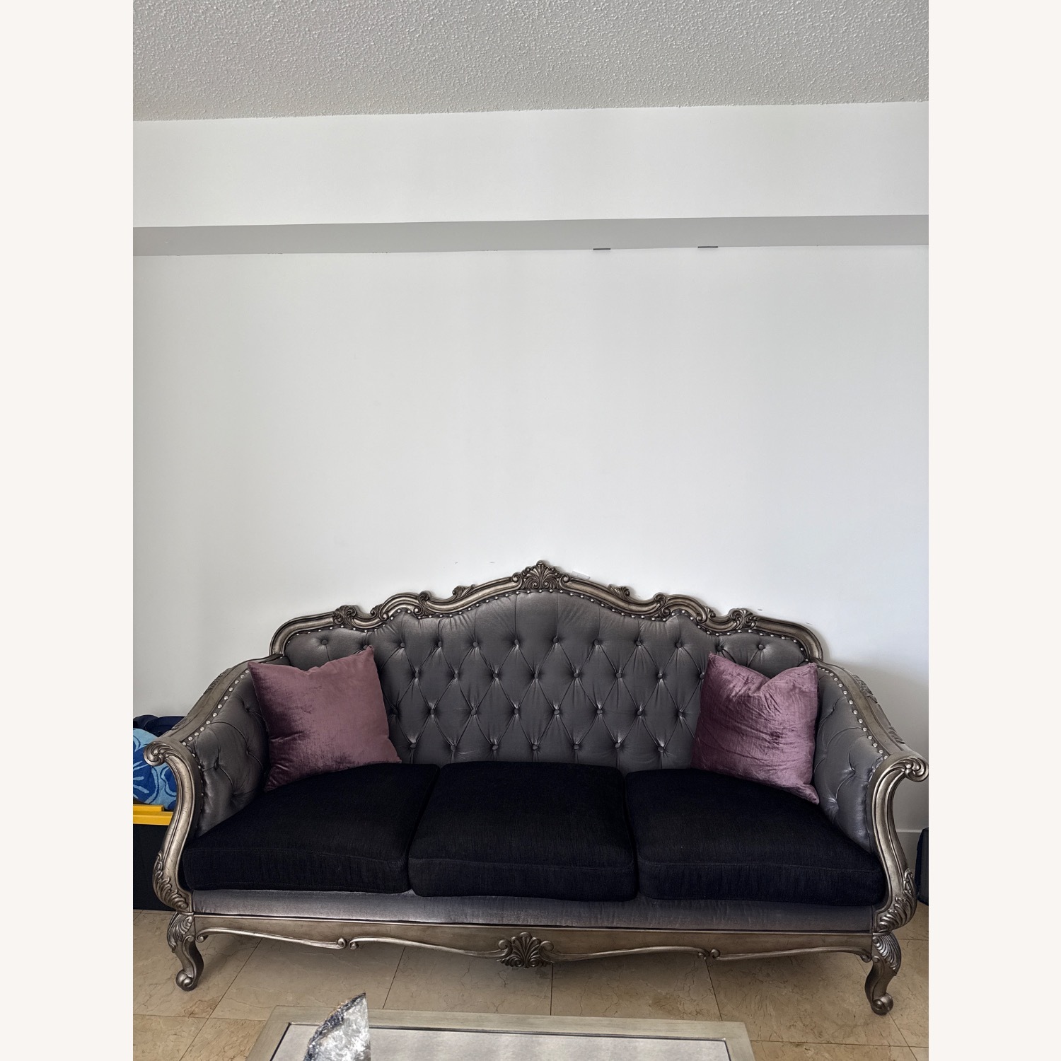 Silver Fabric 3+ Seater Sofa - image-2