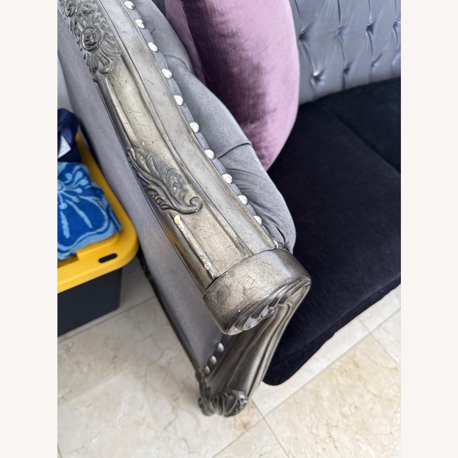 Silver Fabric 3+ Seater Sofa - image-4