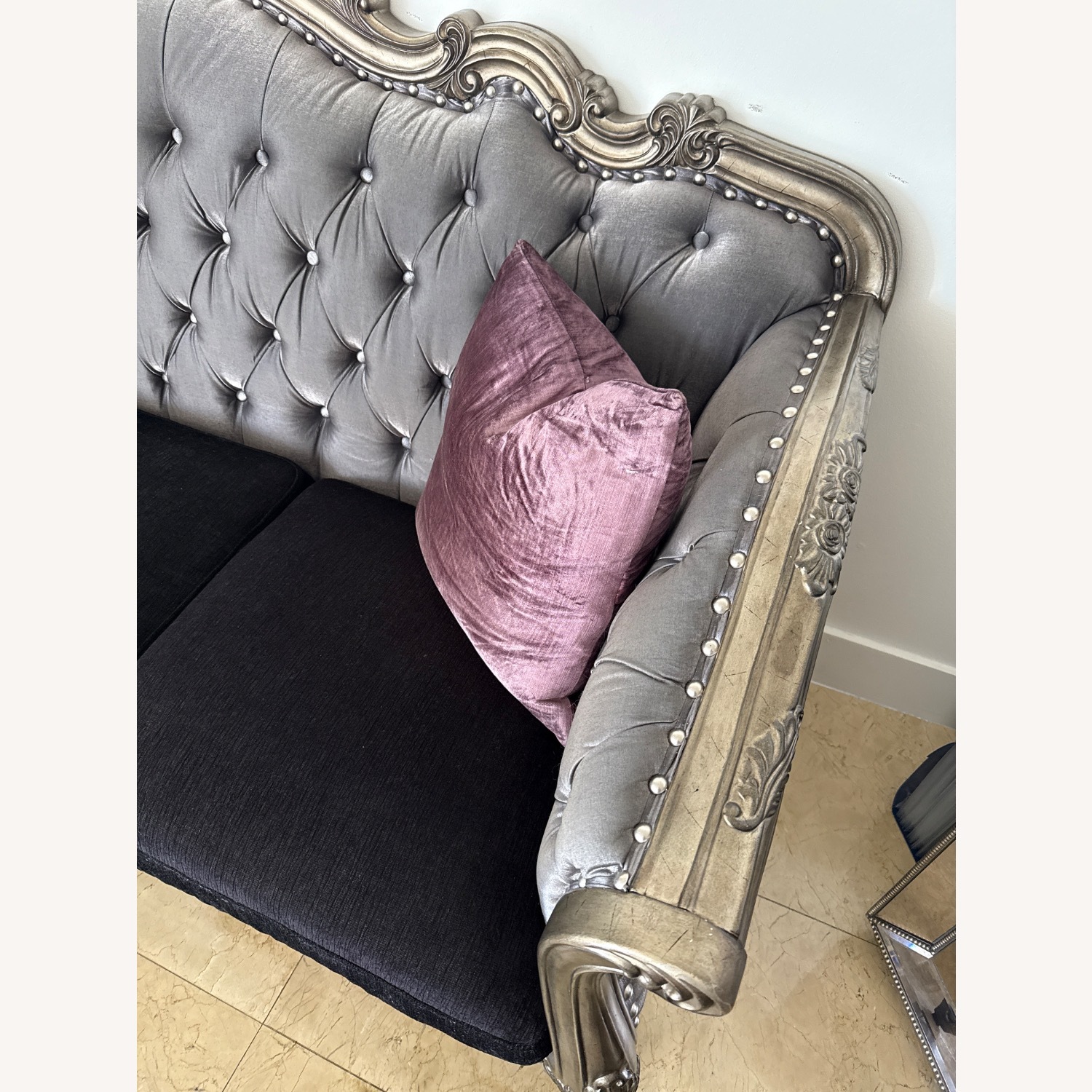 Silver Fabric 3+ Seater Sofa - image-3