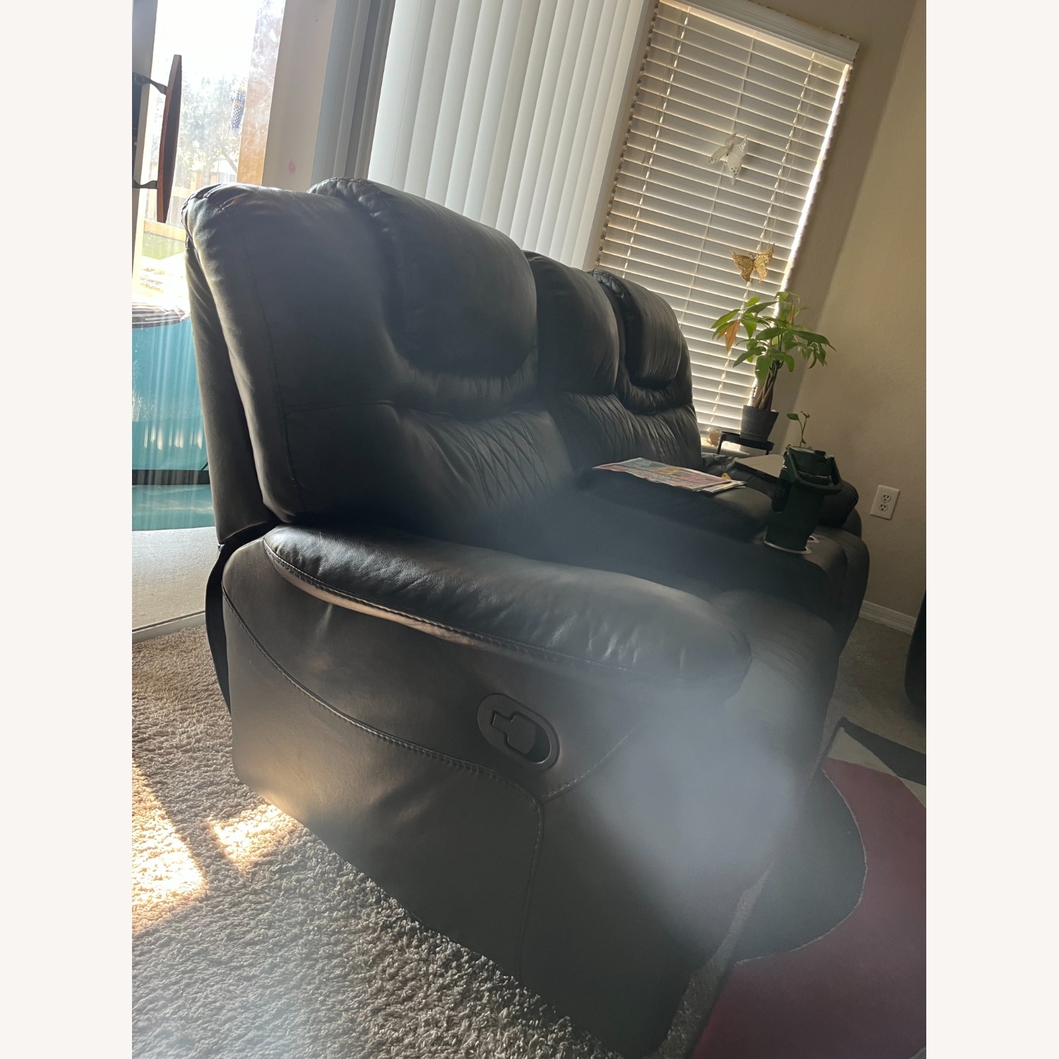 Black Faux Leather 3+ Seater Sofa - image-6