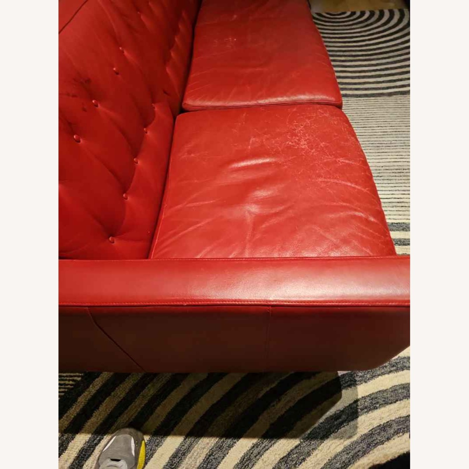 Room & Board Wells Red Leather Sofa plus Ottoman - image-13