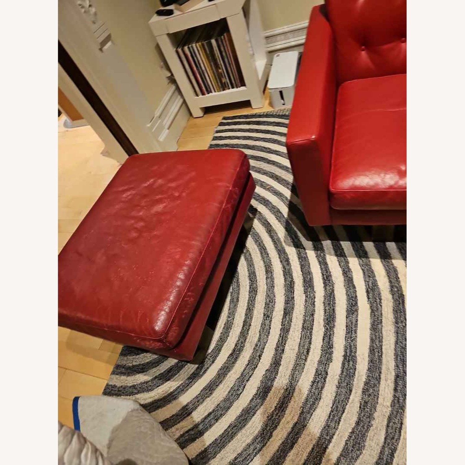 Room & Board Wells Red Leather Sofa plus Ottoman - image-16