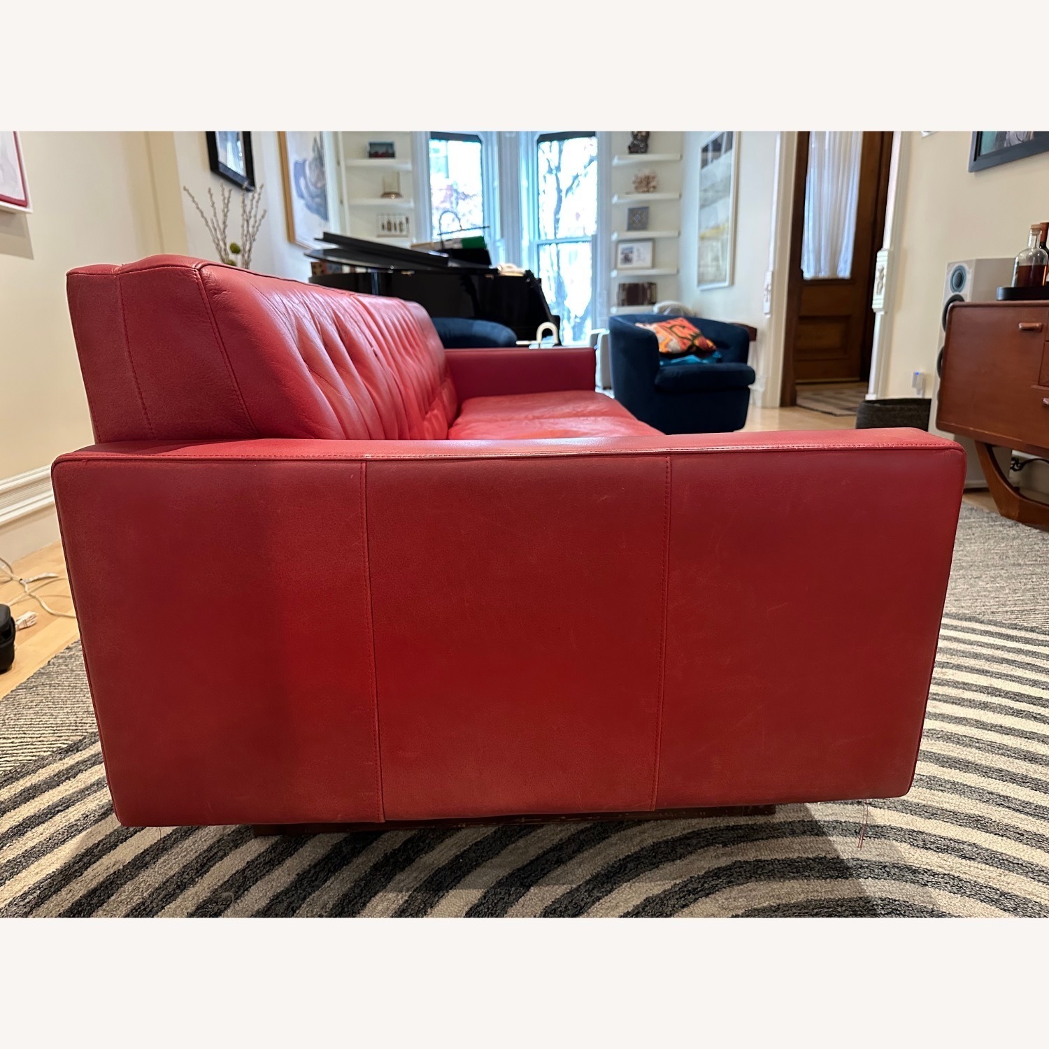 Room & Board Wells Red Leather Sofa plus Ottoman - image-2