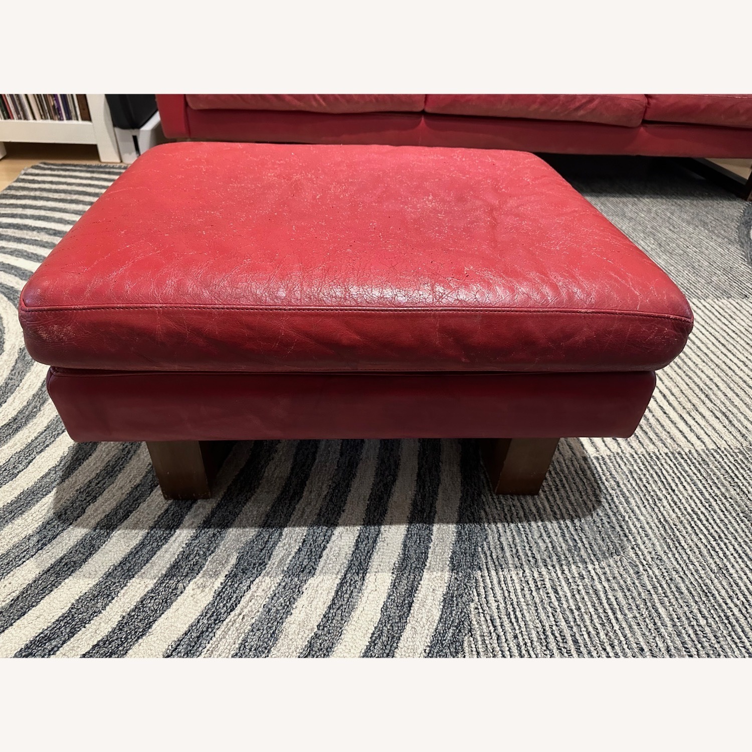 Room & Board Wells Red Leather Sofa plus Ottoman - image-7