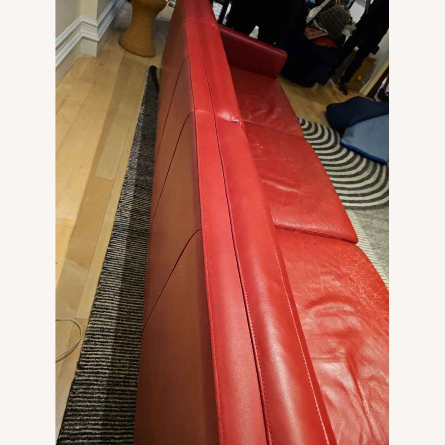 Room & Board Wells Red Leather Sofa plus Ottoman - image-14