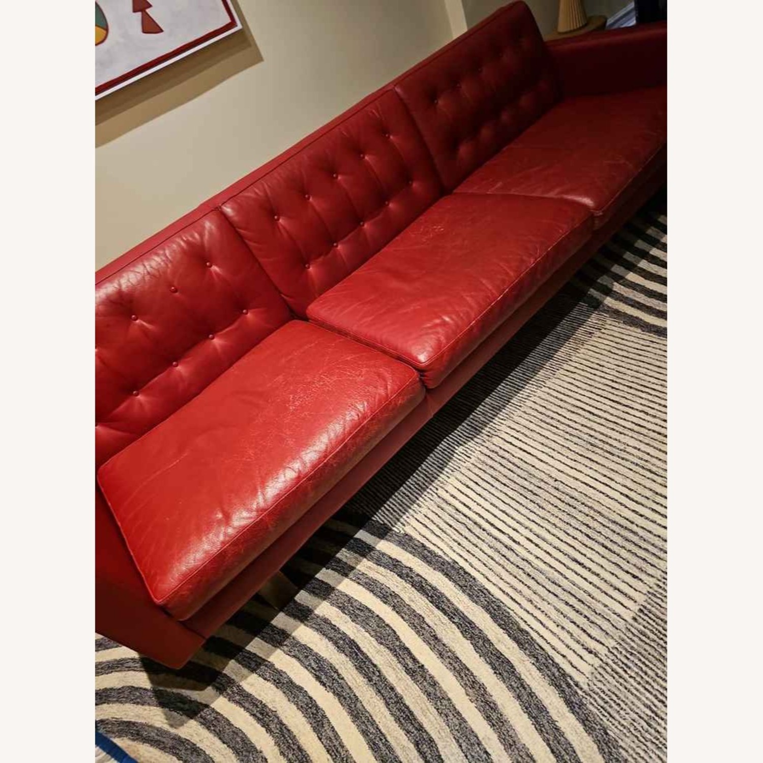 Room & Board Wells Red Leather Sofa plus Ottoman - image-15