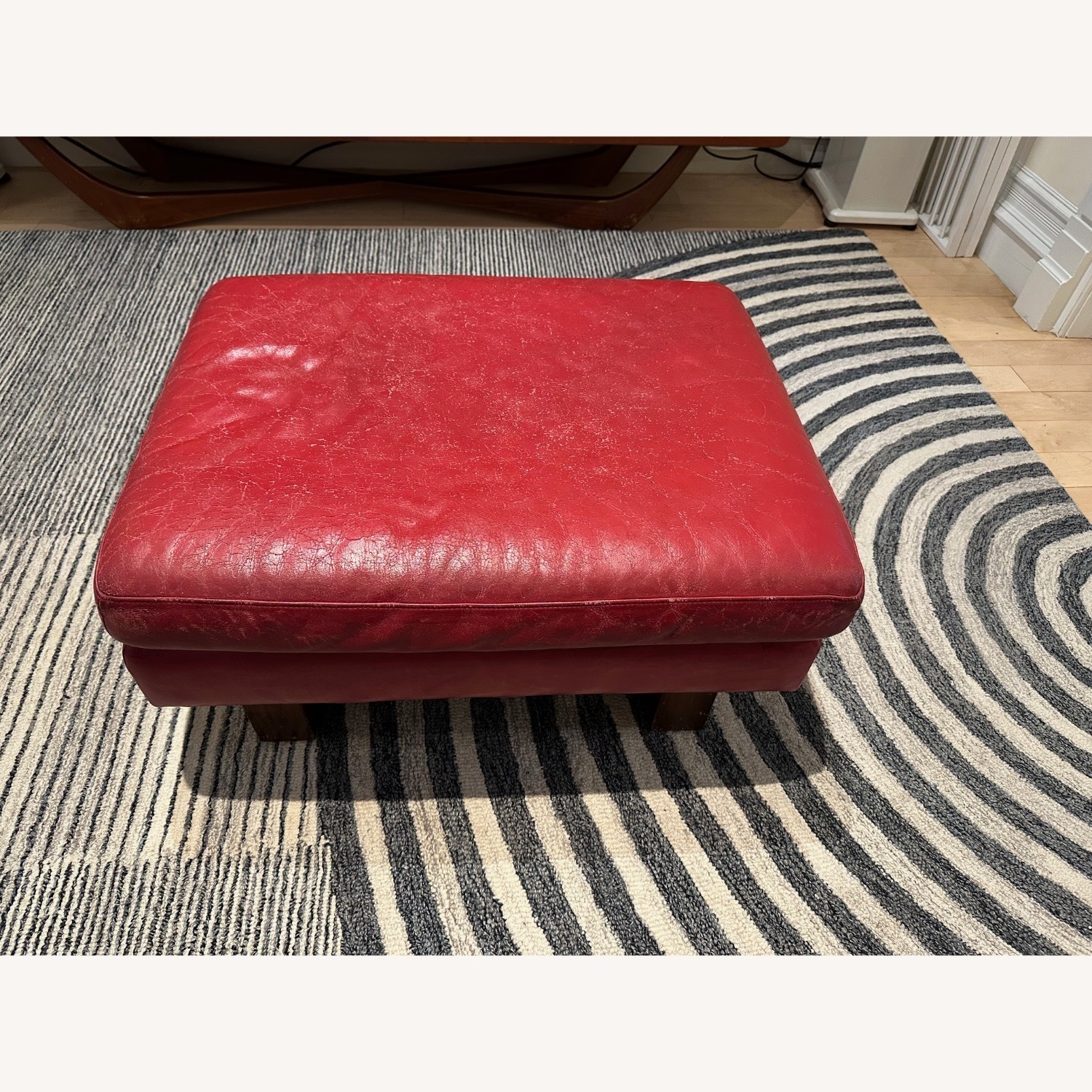 Room & Board Wells Red Leather Sofa plus Ottoman - image-6
