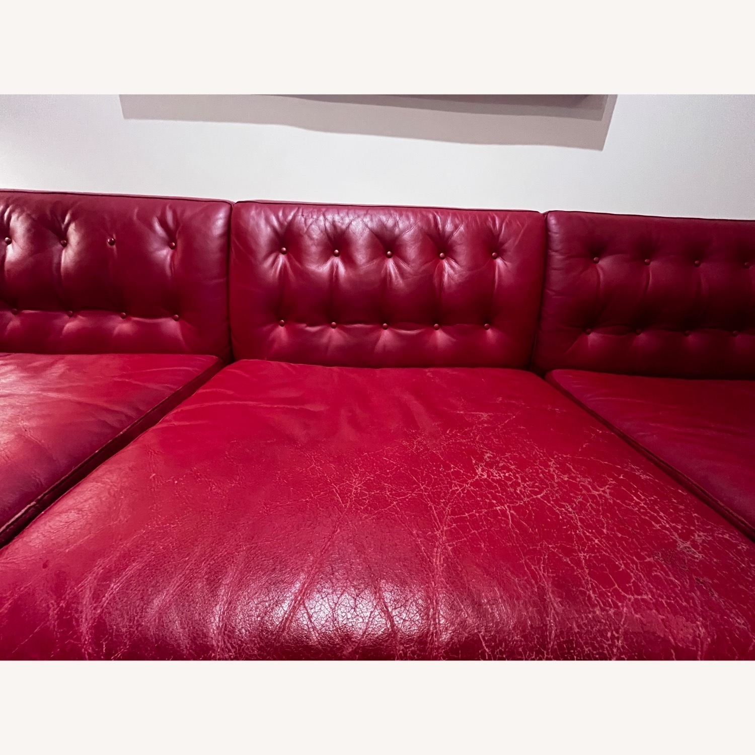 Room & Board Wells Red Leather Sofa plus Ottoman - image-11