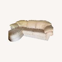 Peach Leather Sofa With Chaise