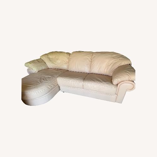Used Peach Leather Sofa With Chaise for sale on AptDeco