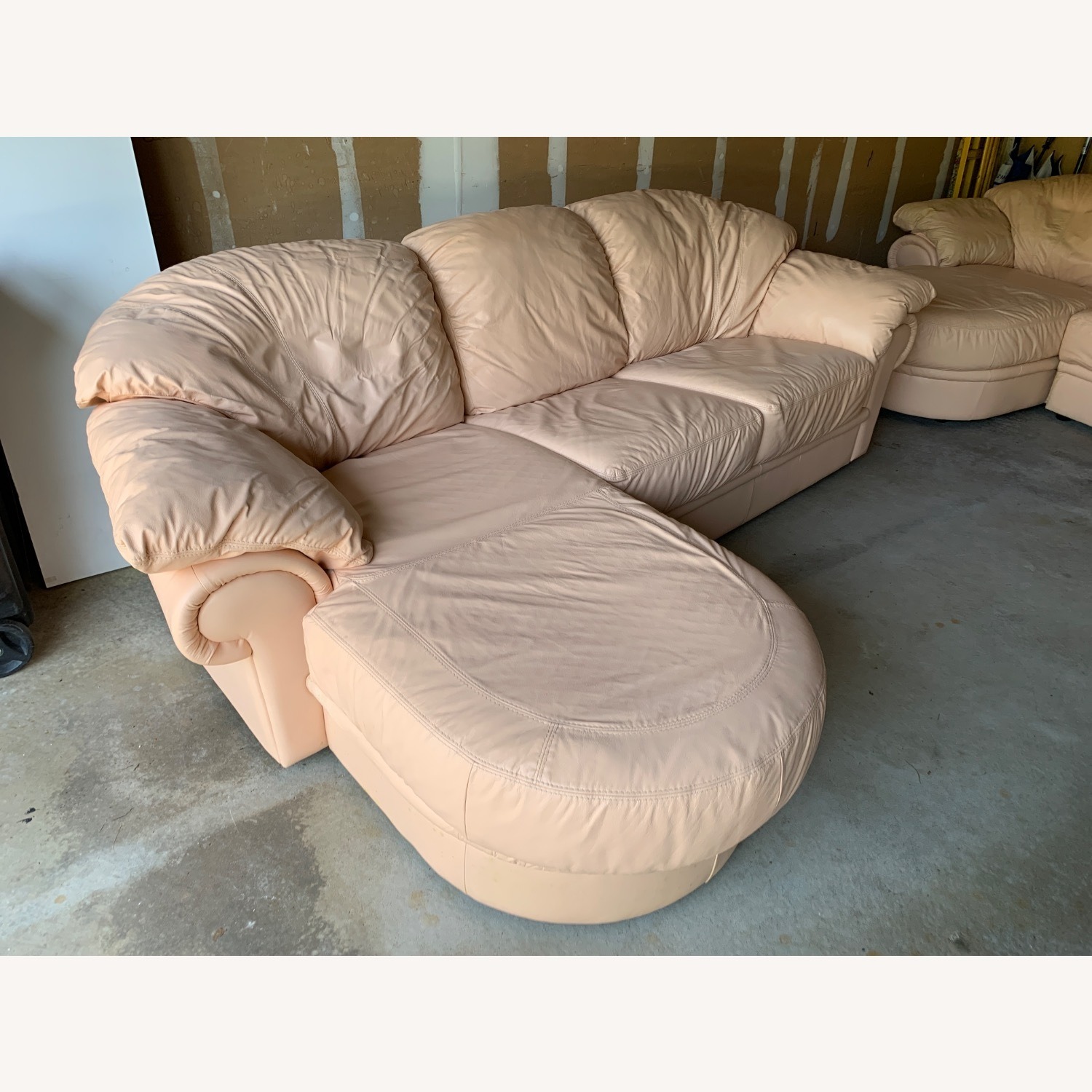 Peach Leather Sofa With Chaise - image-2