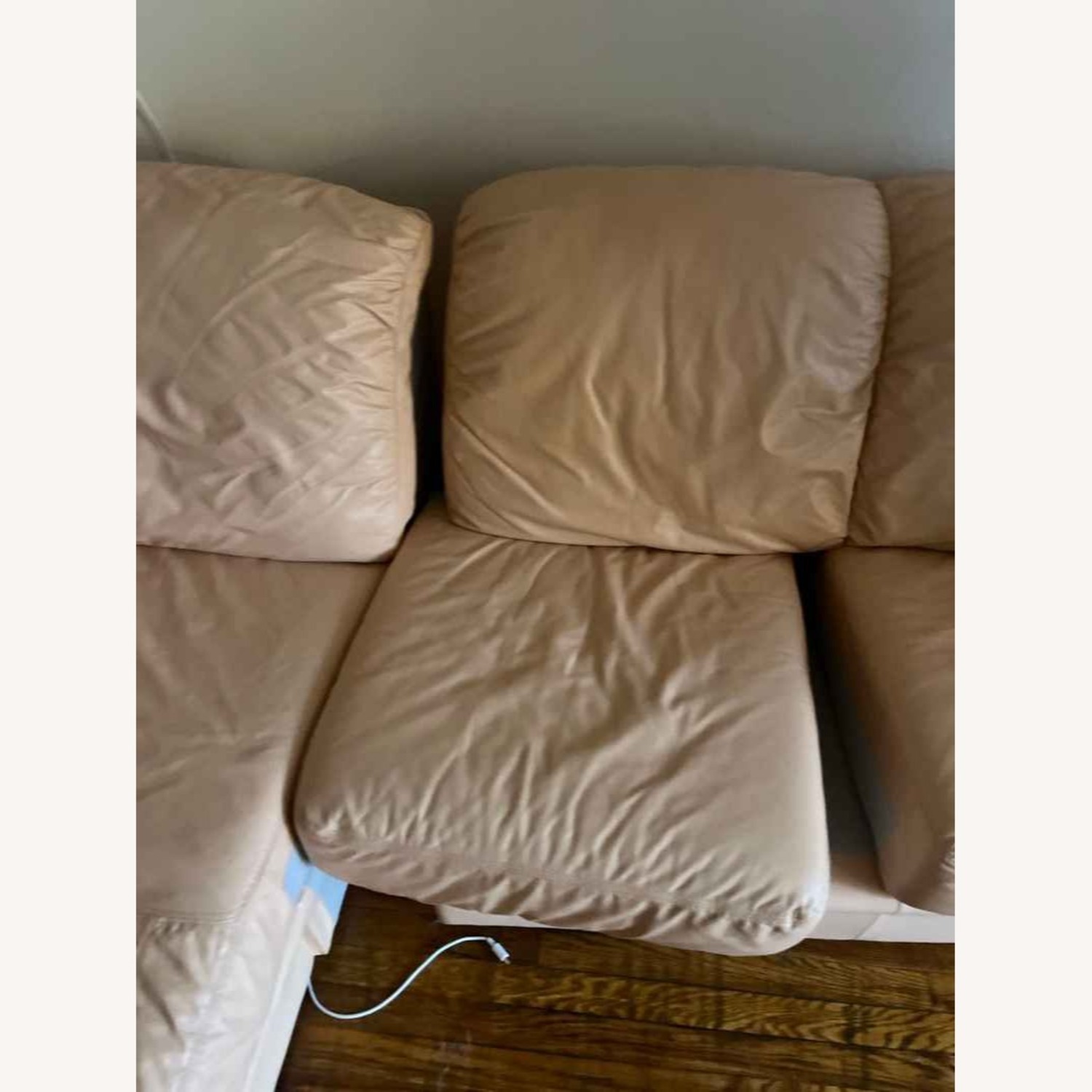 Peach Leather Sofa With Chaise - image-8