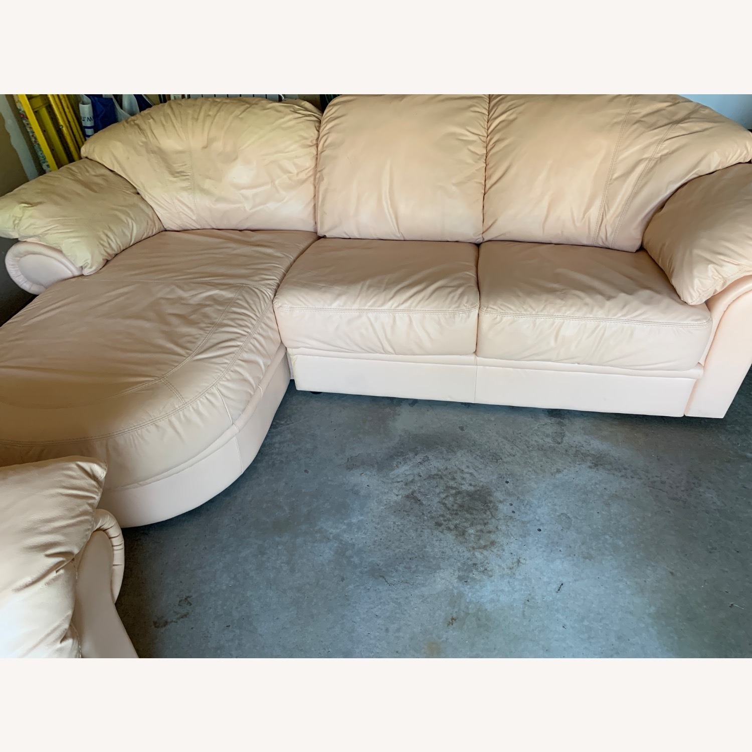 Peach Leather Sofa With Chaise - image-4