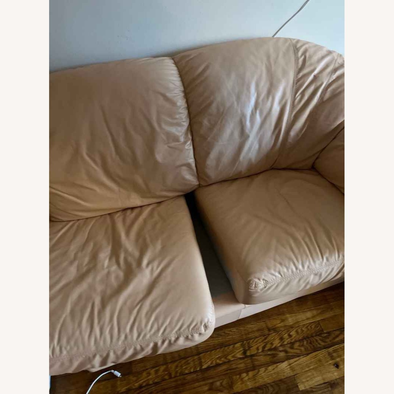 Peach Leather Sofa With Chaise - image-6