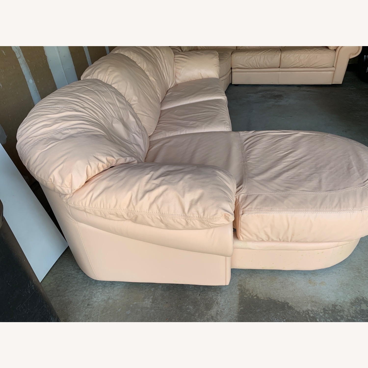 Peach Leather Sofa With Chaise - image-3