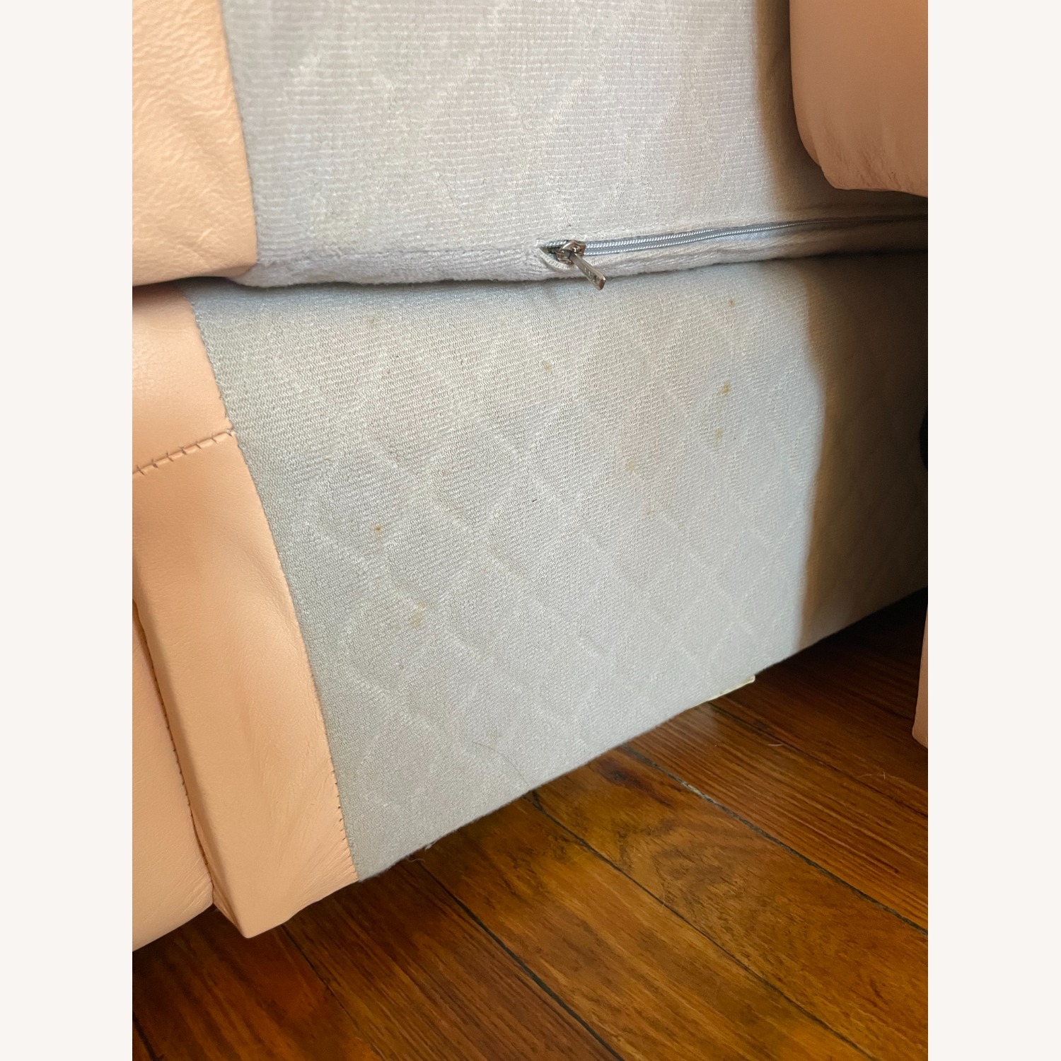 Peach Leather Sofa With Chaise - image-12