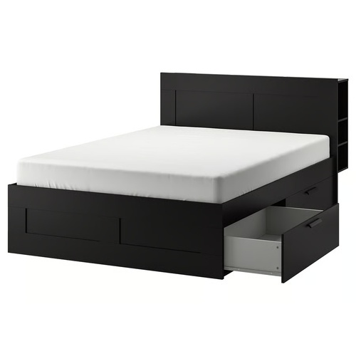 Used IKEA Brimnes Dark Gray Queen Storage Bed for sale on AptDeco