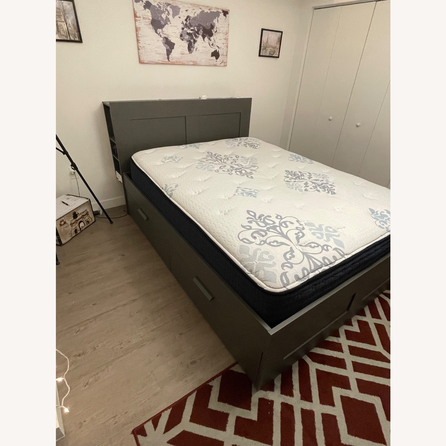 IKEA Brimnes Dark Gray Queen Storage Bed - image-1