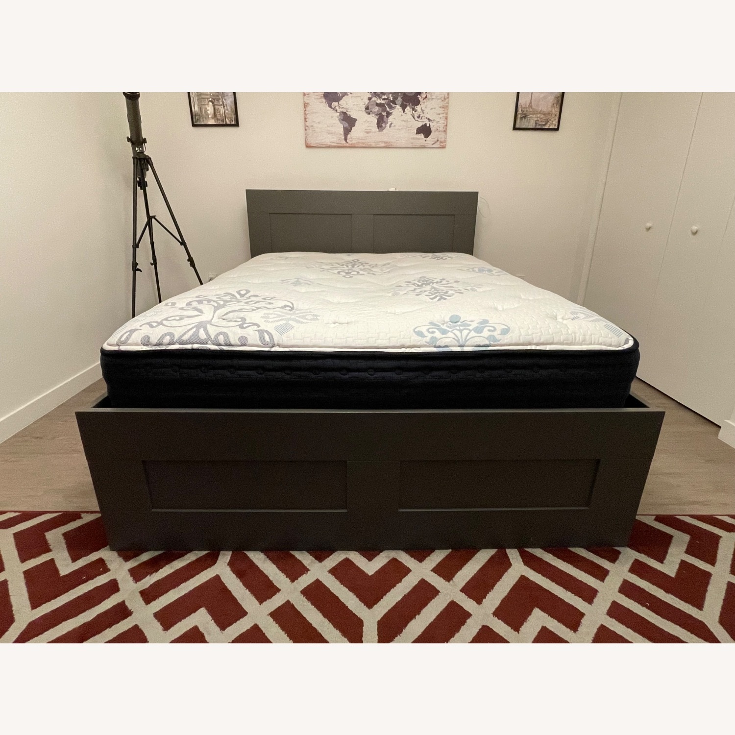 IKEA Brimnes Dark Gray Queen Storage Bed - image-2