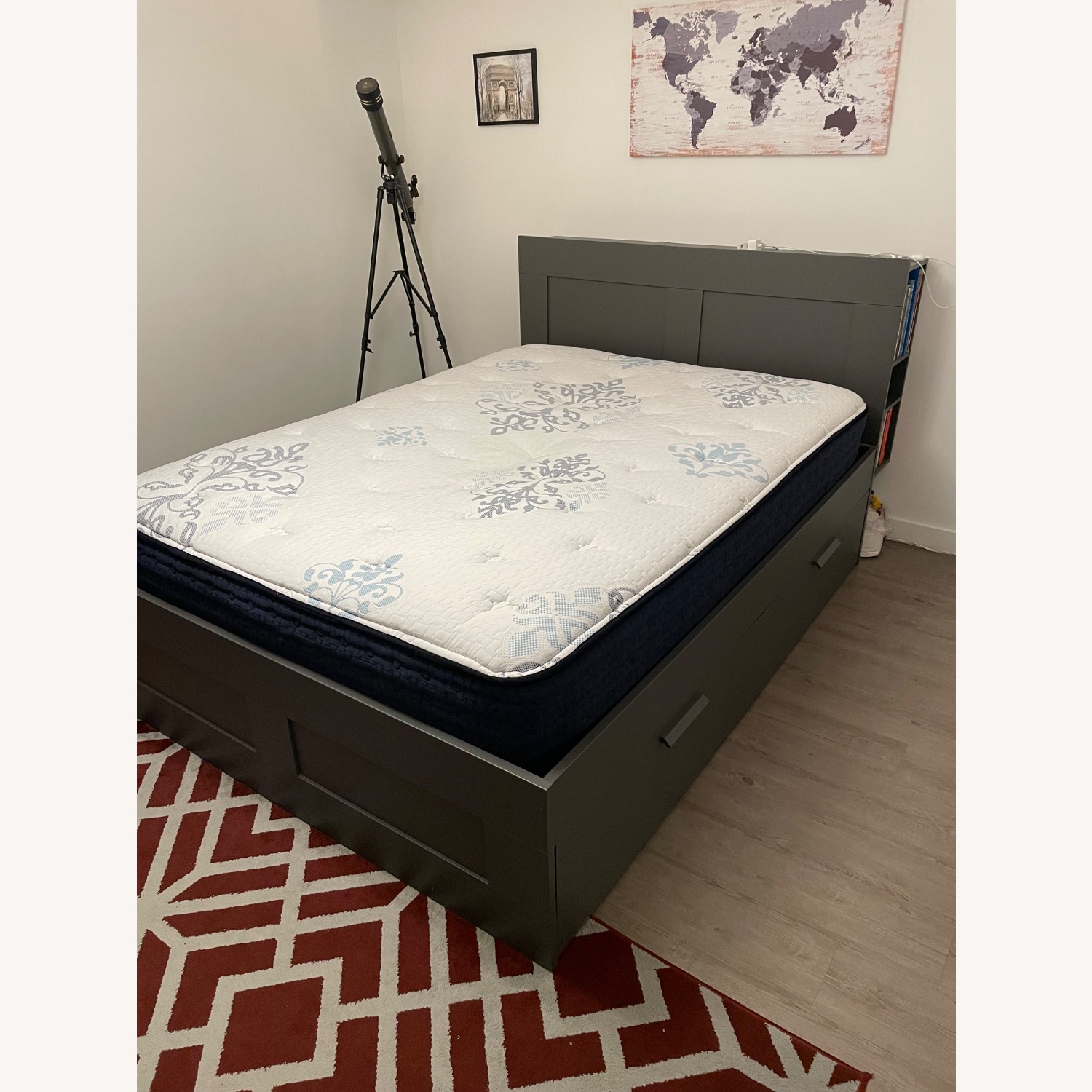 IKEA Brimnes Dark Gray Queen Storage Bed - image-3