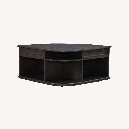 Used Dark Brown Wood Lift Top Cocktail Table for sale on AptDeco