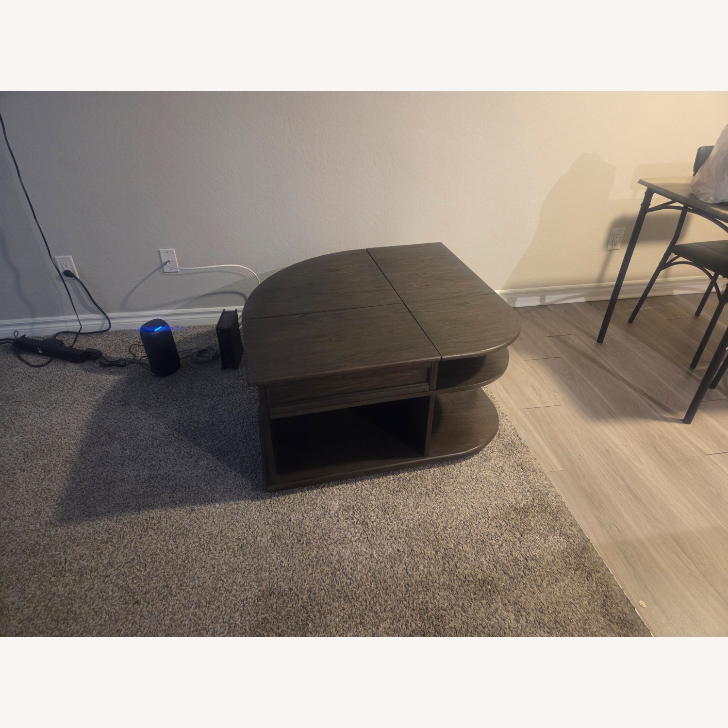  Dark Brown Wood Lift Top Cocktail Table - image-2