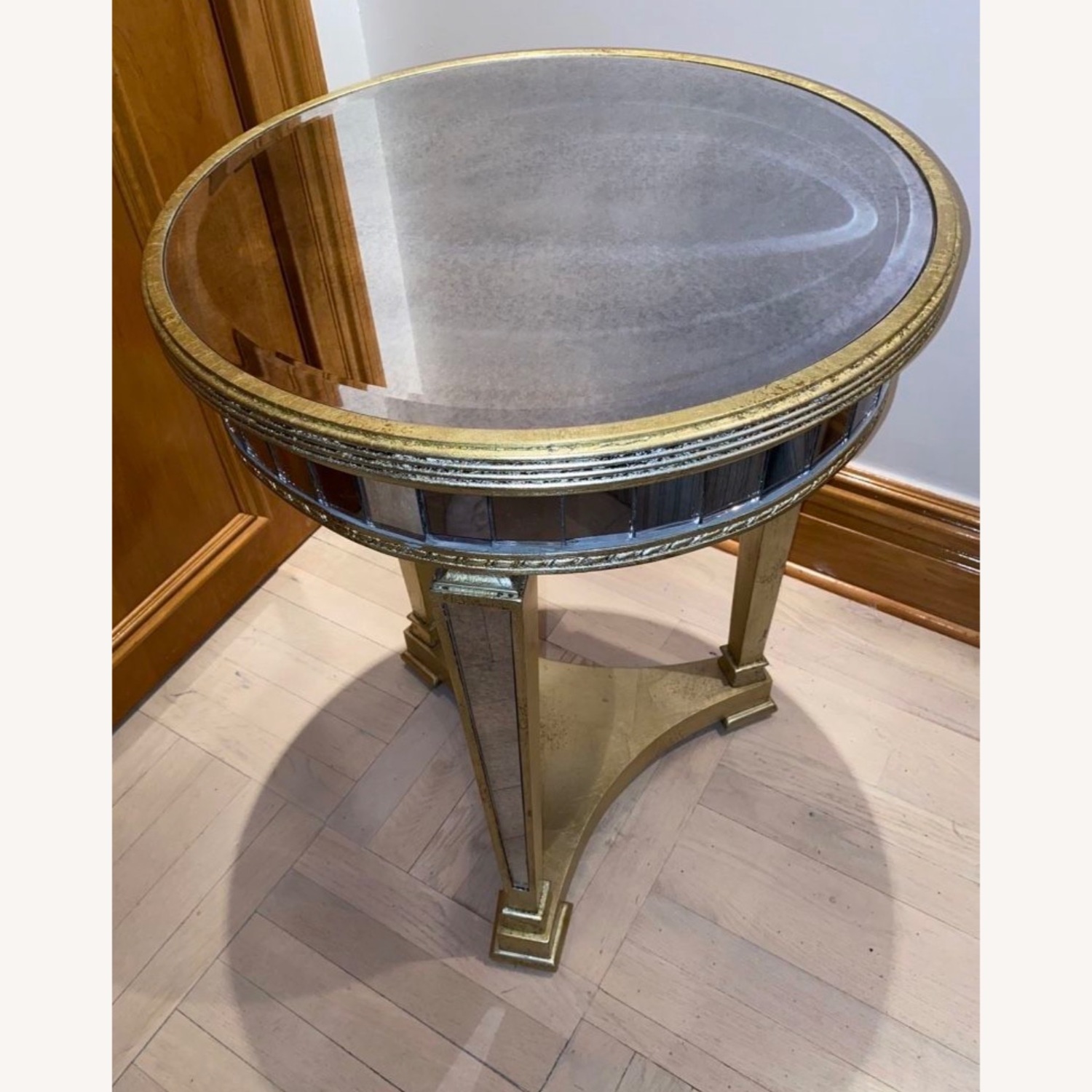 Gold Antique Mirrored Side Table - image-0