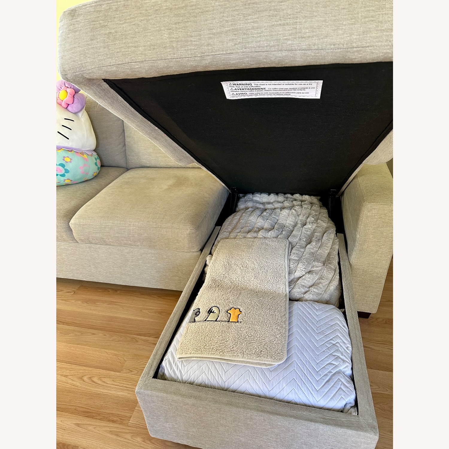 Light Gray Fabric Sleeper Sofa - image-3