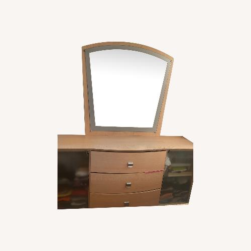 Used Ashley Furniture Natural Wood Dresser+ Mirror for sale on AptDeco