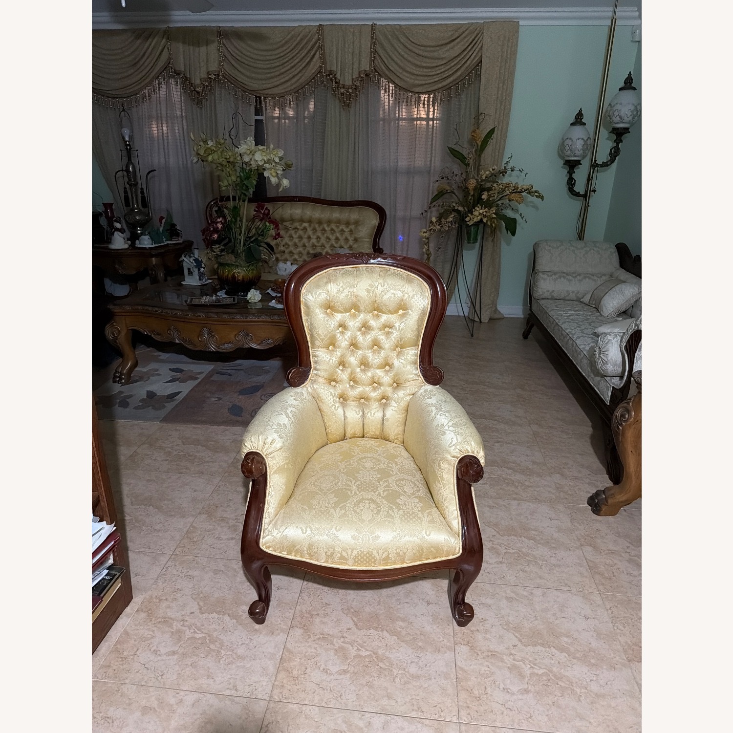 Vintage/Antique Finds Sofa and Gold Armchair - image-2
