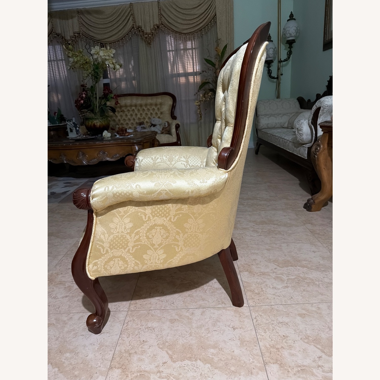 Vintage/Antique Finds Sofa and Gold Armchair - image-3