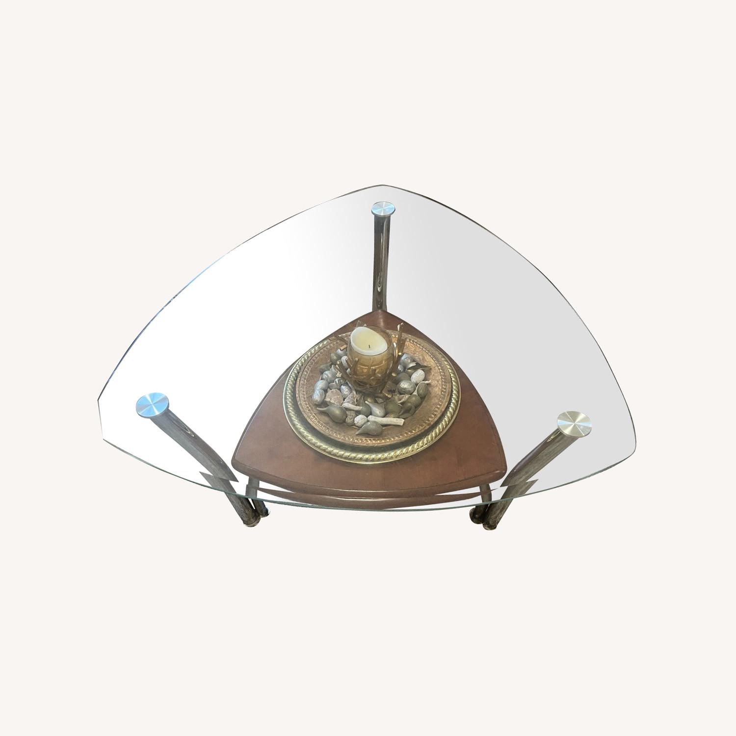 Ashley Glass Wood Coffee Table+ 2 Side Tables - image-0