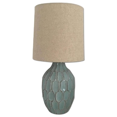 Used Set of 2 West Elm Linework Green Linen Table Lamps for sale on AptDeco