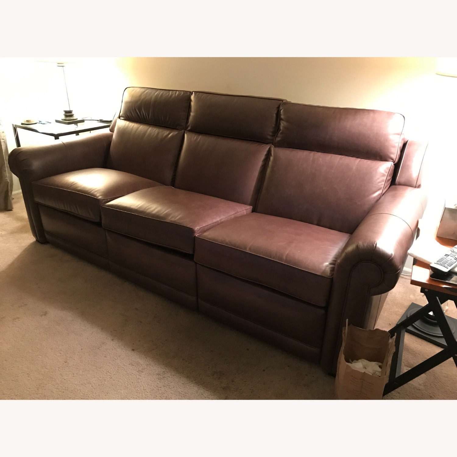  Ethan Allen Johnston Leather Sofa - image-1