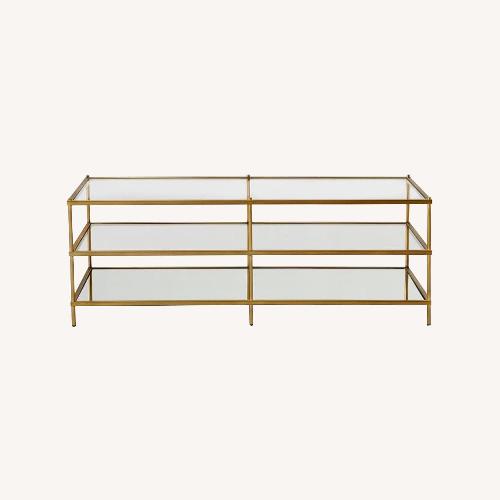 Used West Elm Glass & Gold Coffee Table  for sale on AptDeco