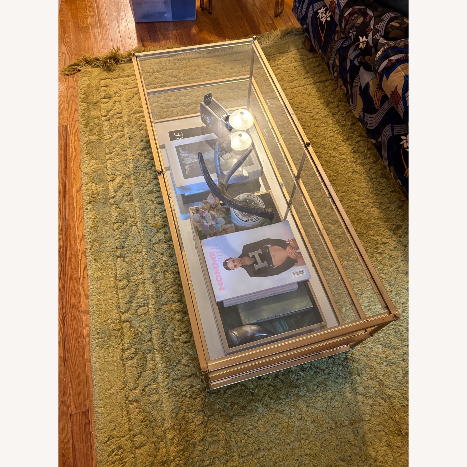 West Elm Glass & Gold Coffee Table  - image-2