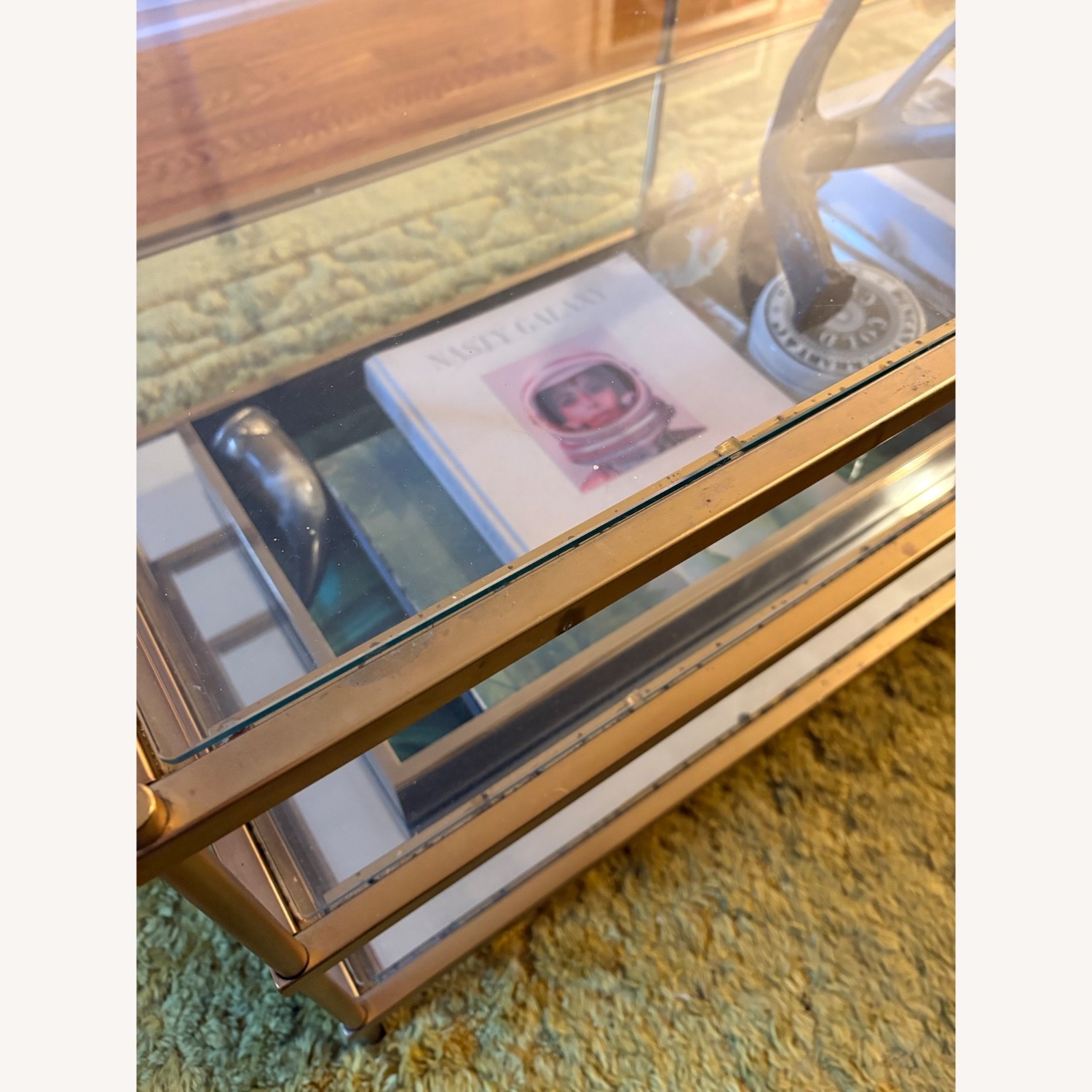 West Elm Glass & Gold Coffee Table  - image-3