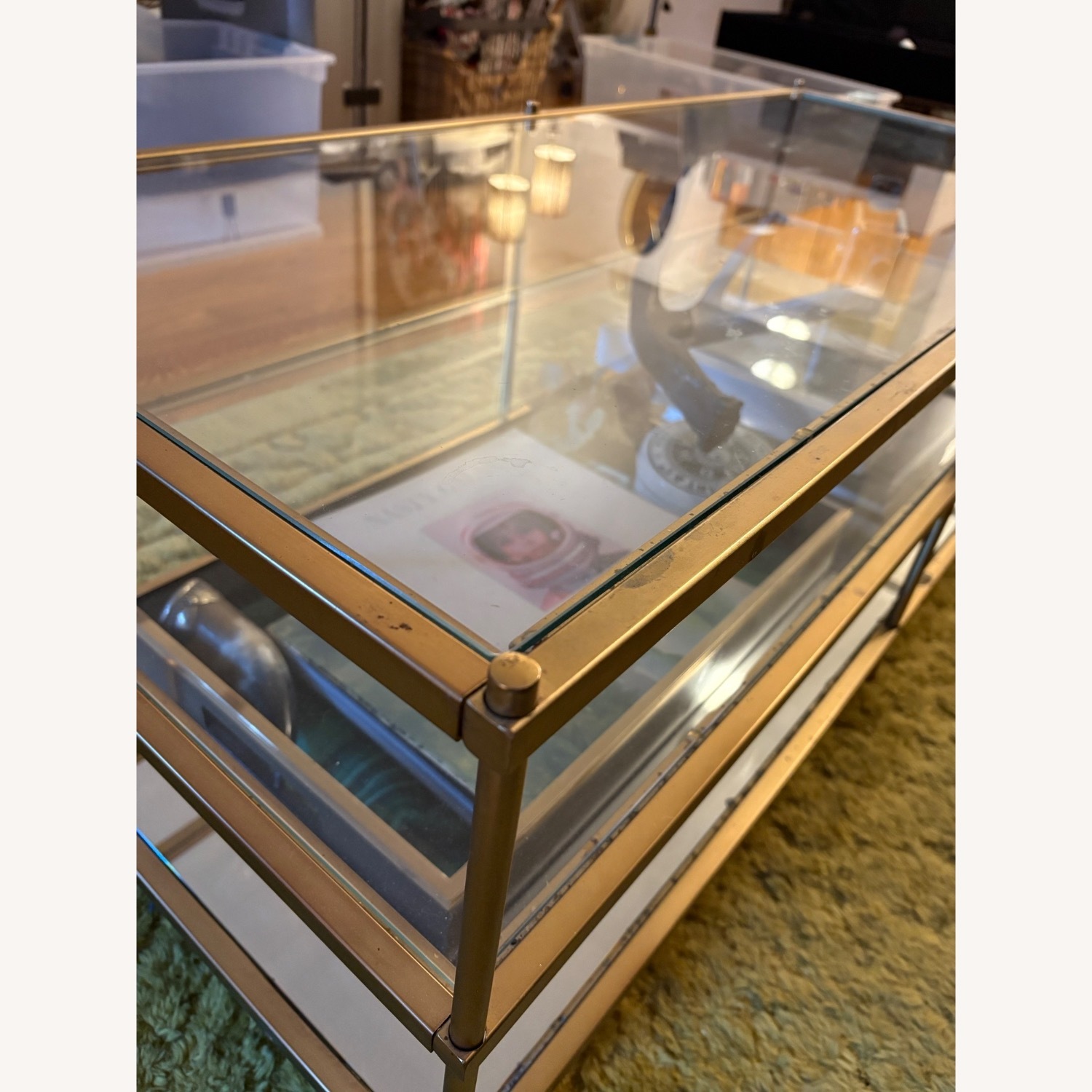 West Elm Glass & Gold Coffee Table  - image-4