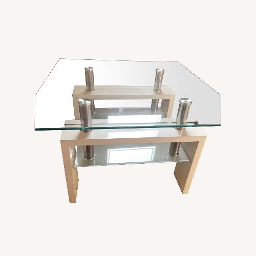 Used White Glass Coffee Table for sale on AptDeco