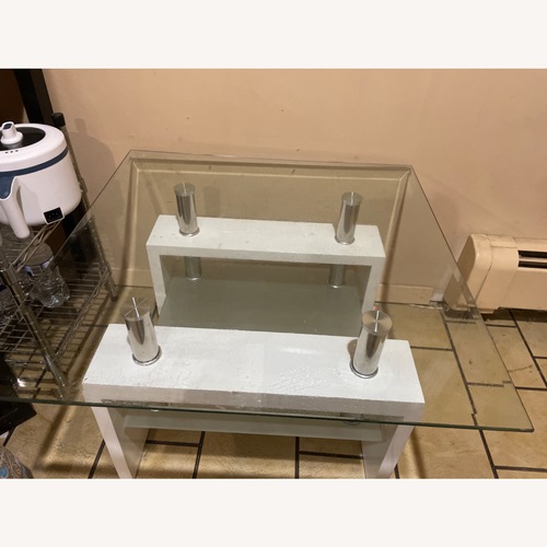 Used White Glass Coffee Table for sale on AptDeco