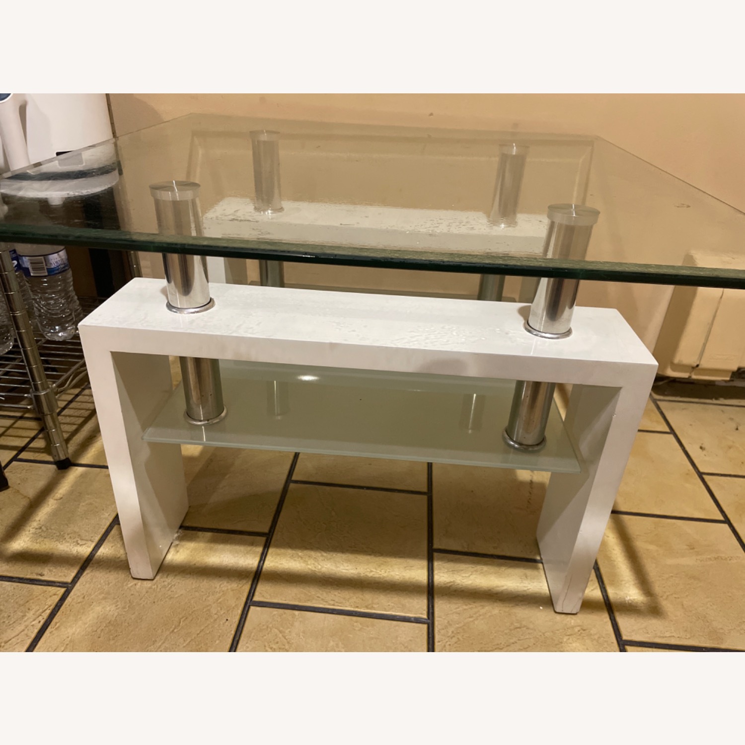 White Glass Coffee Table - image-2