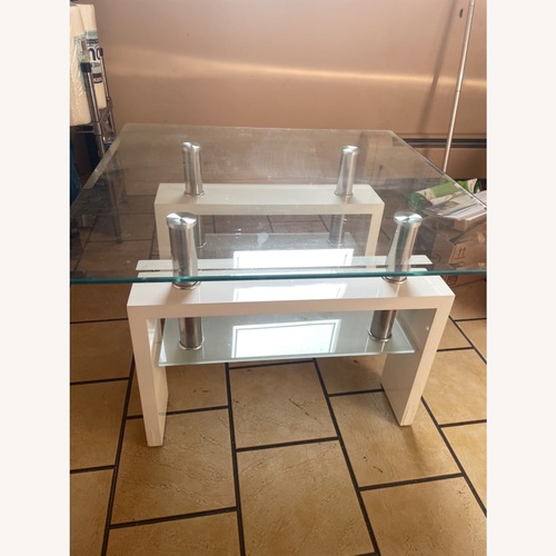 Used White Glass Coffee Table for sale on AptDeco