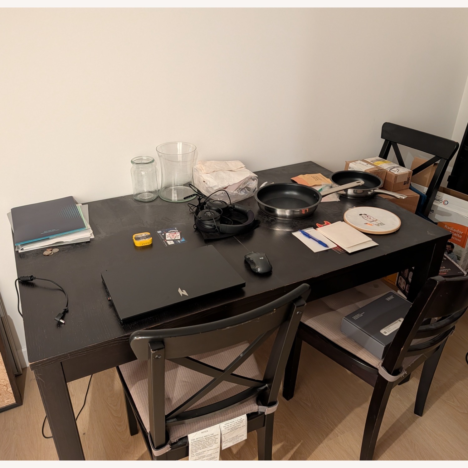 IKEA Black Bjursta Extendable Table - image-1