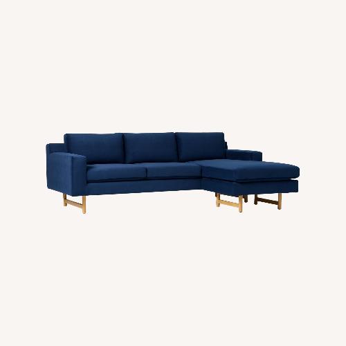 Used West Elm Eddy Blue Fabric 2 Piece Sectional for sale on AptDeco