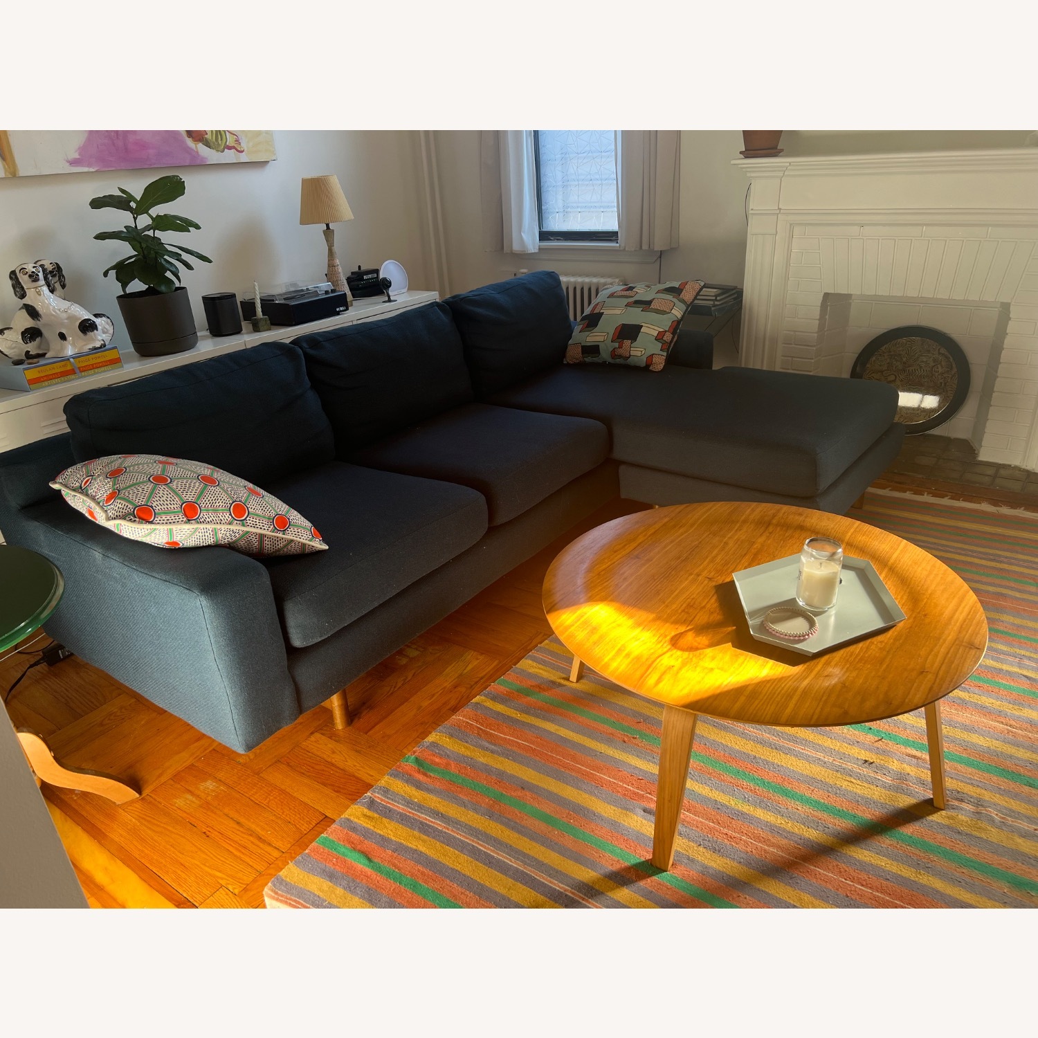 West Elm Eddy Blue Fabric 2 Piece Sectional - image-4