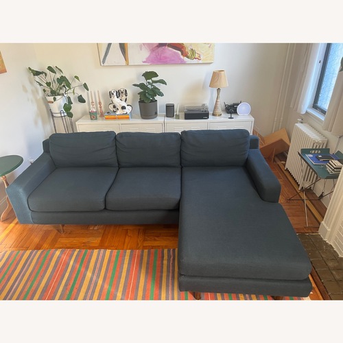 Used West Elm Eddy Blue Fabric 2 Piece Sectional for sale on AptDeco